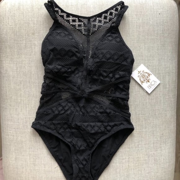 Becca Swim Savannah Crochet High Neck One Piece (size S) NWT - Picture 4 of 7